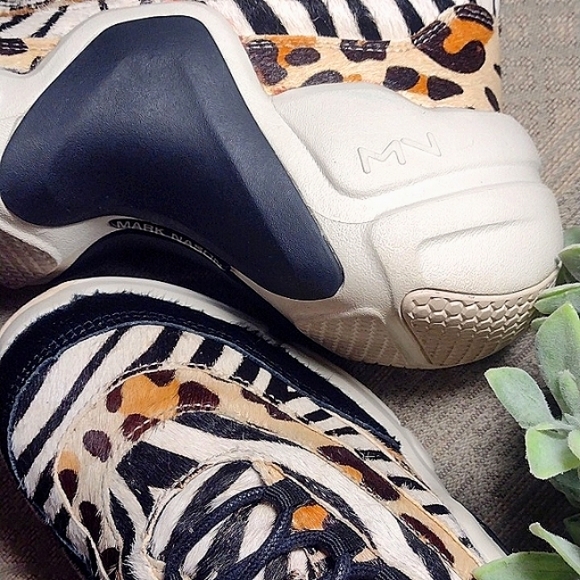 Mark Nason Animal Print Leopard Zebra Hair Calf Trainer Shoes - Picture 3 of 15